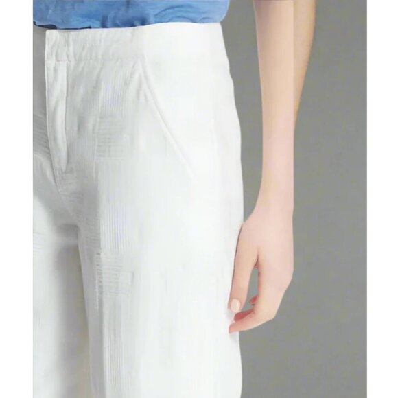 Tory Burch Wide Leg Crop Pant Womens 27 White Jacquard Cotton Culotte Summer - Picture 11 of 13